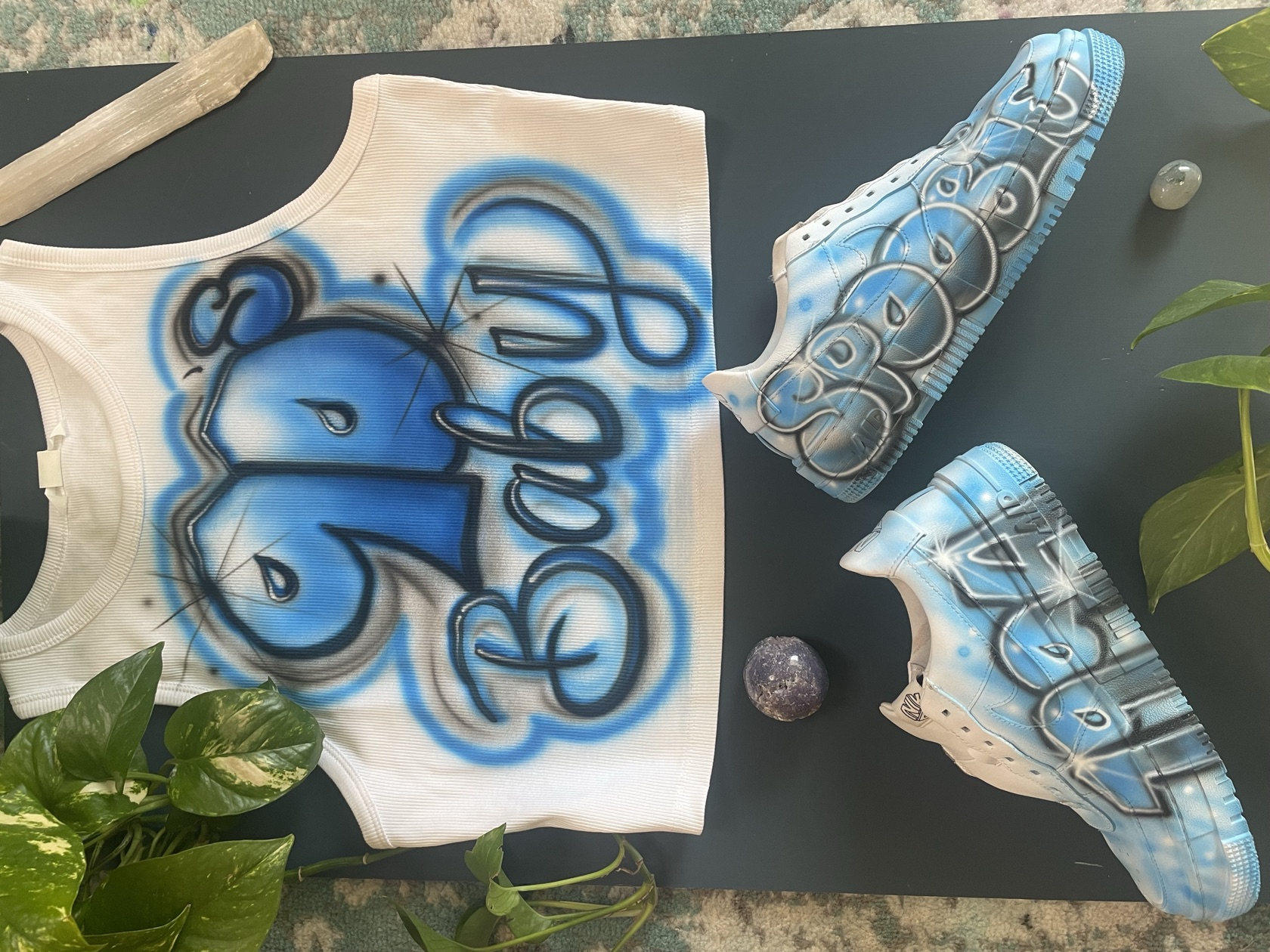 Airbrushed matching set by Tina Cozart
