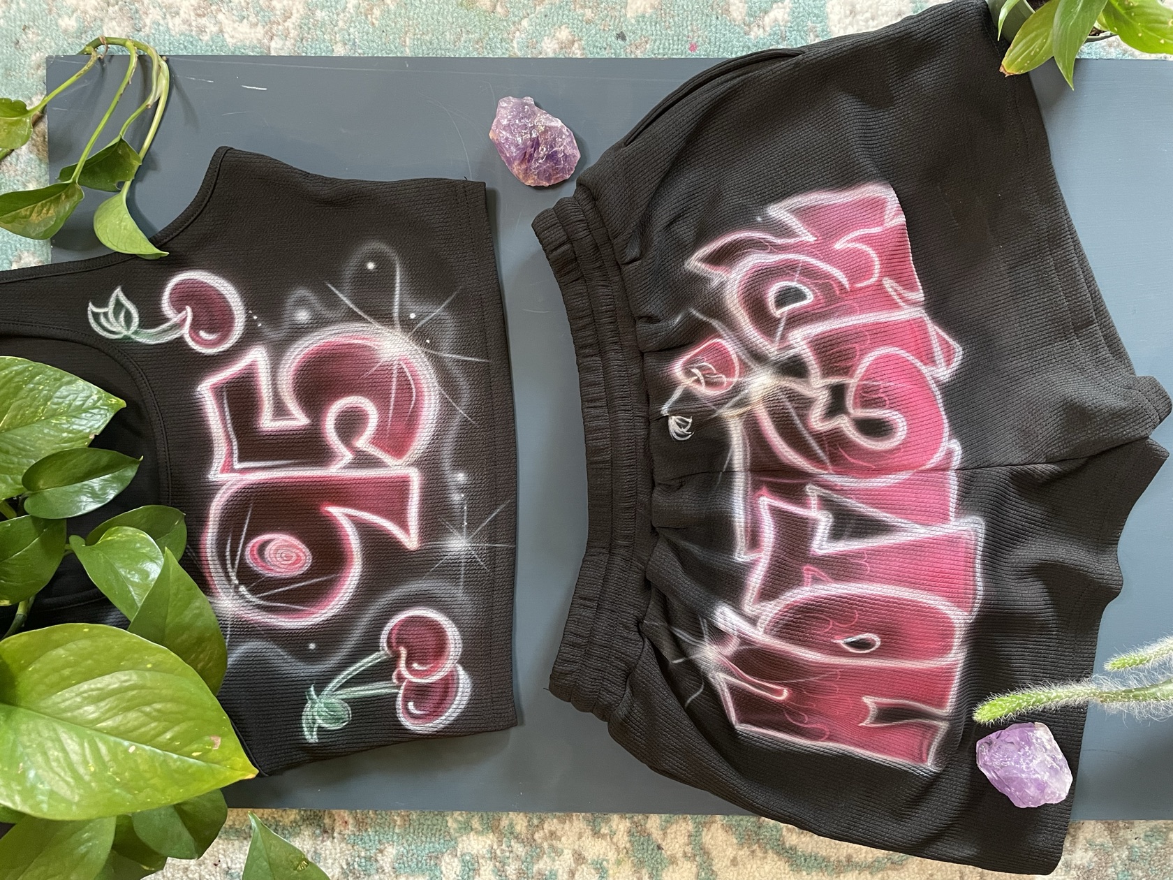 Airbrushed tee and denim by Tina Cozart