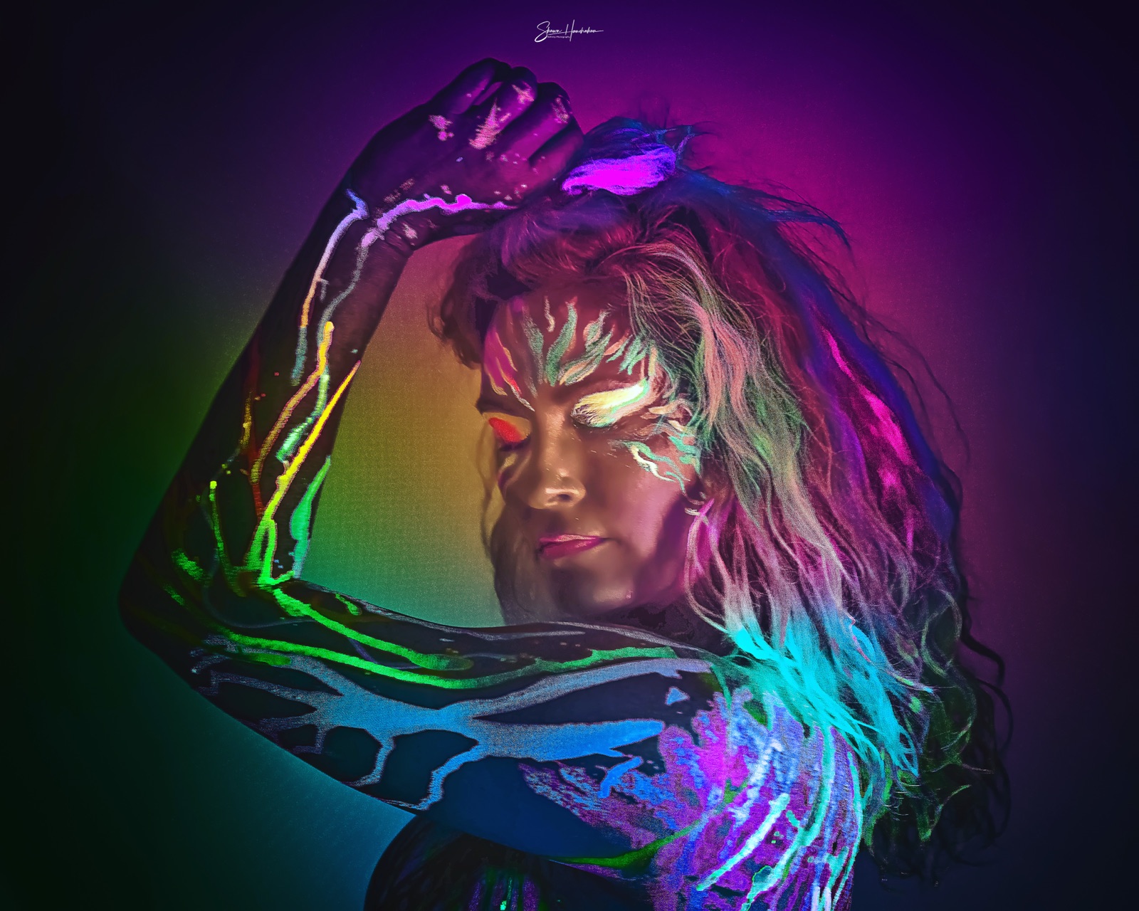 Aurora — UV body art by Tina Cozart