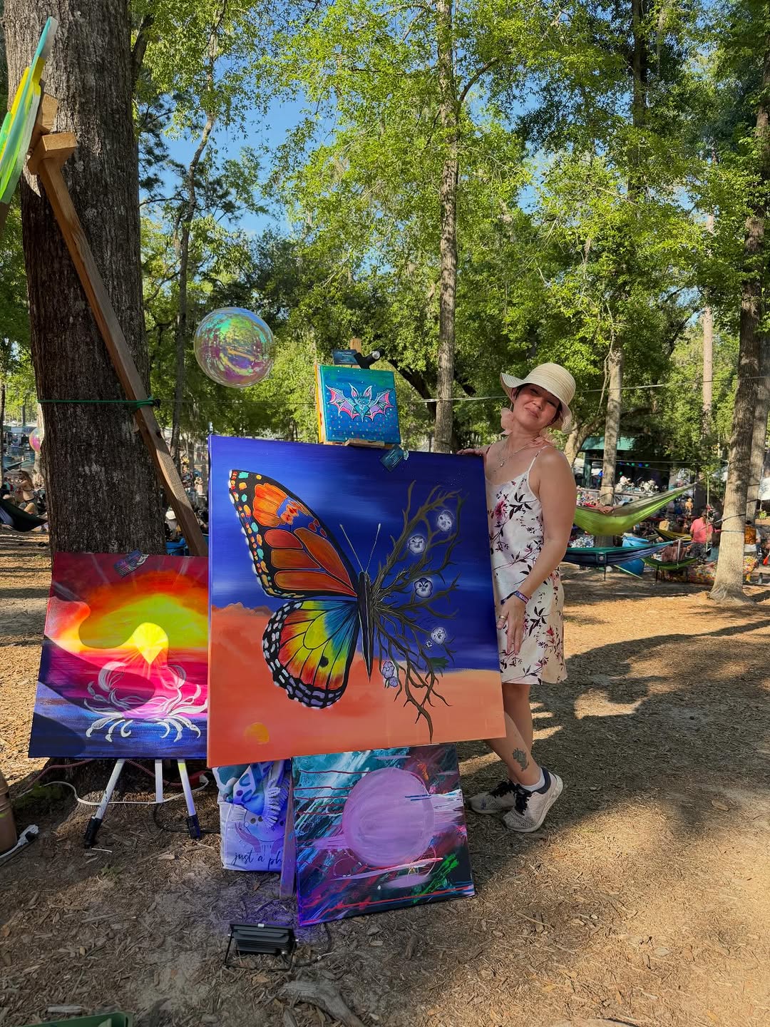 Vivid butterfly and sunset painting by Tina Cozart